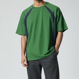 Alo CoolFit Men’s Performance Raglan Athletic T-Shirt Green Gray Size Large L